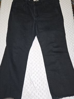 Universal Thread Womens Black Denim Ankle Bootcut Jeans Size 14 Raw Hem Stretch